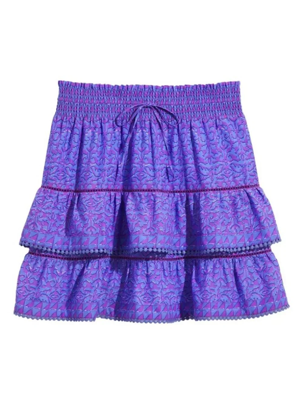 Vineyard Vines NWT Anegada Block Print Tiered Skirt in Bayside Blue size Medium